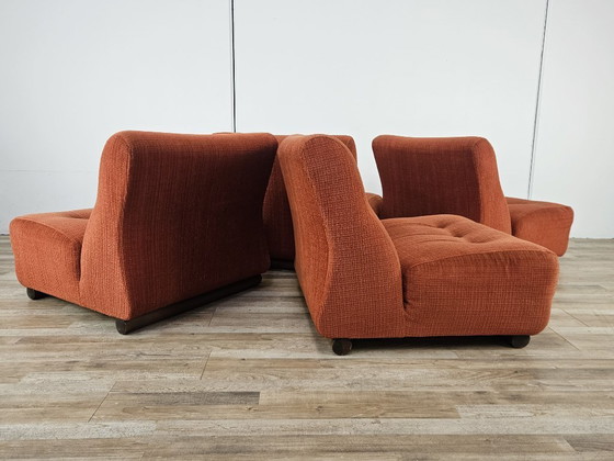 Image 1 of Modulare Sessel aus den 1970er Jahren mit rotem Stoffbezug