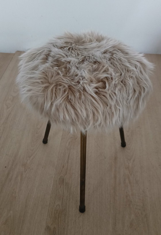 Felltex 1950s long-haired Stool – Metal, Textile (photo 3 of 6)