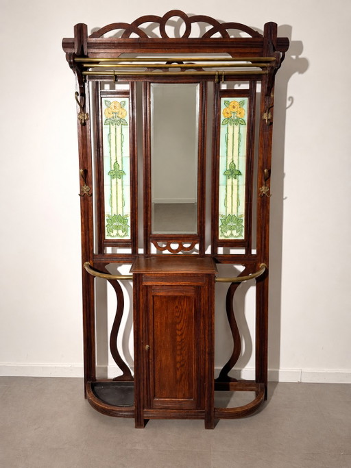 Porte-manteau Art Nouveau Ancien avec Miroir