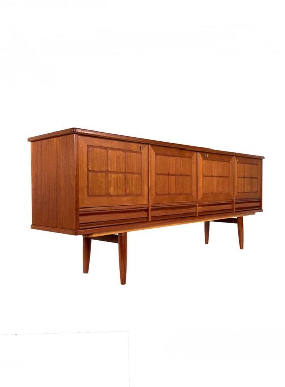 Image 1 of Vintage graphic teak sideboard, Nordas Stool ‘60