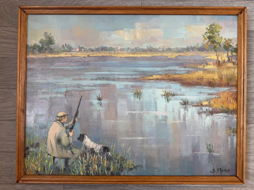Schilderij van een jachttafereel Suzette MEZIE
