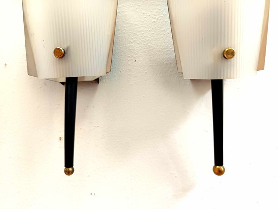 Image 1 of 2X Wall Lights 1960 Jacques Biny In Perpex