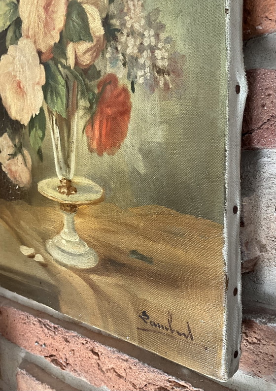 Antico dipinto a olio floreale firmato Lambert – Francia, c. 1920–1940 – Dipinti e disegni, Canvas (photo 8 of 9)