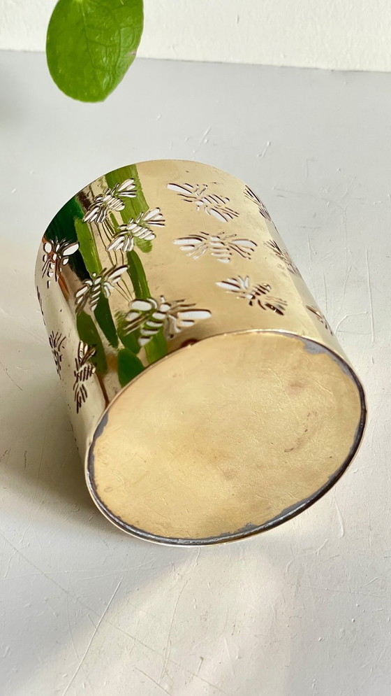 Image 1 of Messing bijen kaarsenhouder
