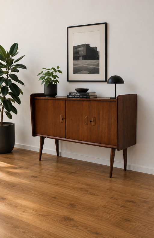 SAM dressoir, vintage Scandinavisch design – Wood, Brass (photo 2 of 5)