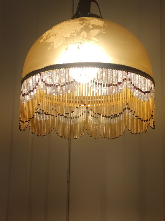 Koppel Vintage Hanglamp Met Kralen – Hanglampen, Copper, Glass (photo 14 of 15)