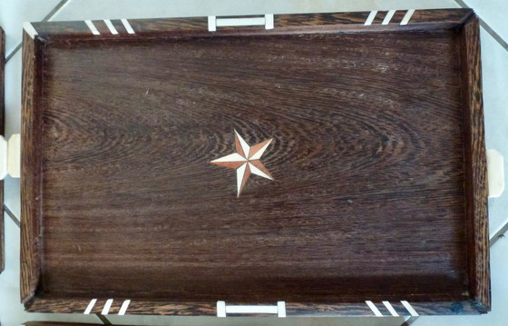 Image 1 of 6 bandejas Art Decó de palisandro con incrustaciones de hueso - Angloindio.