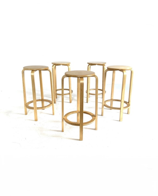 5x Vintage Plywood Barkruk ‘80