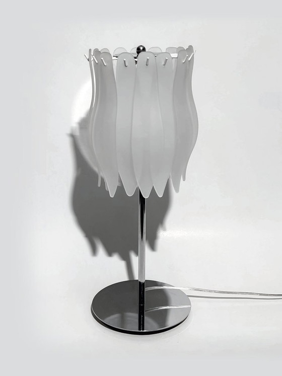 Massive Table lamp with glass slats – Metal, Vintage (photo 4 of 18)