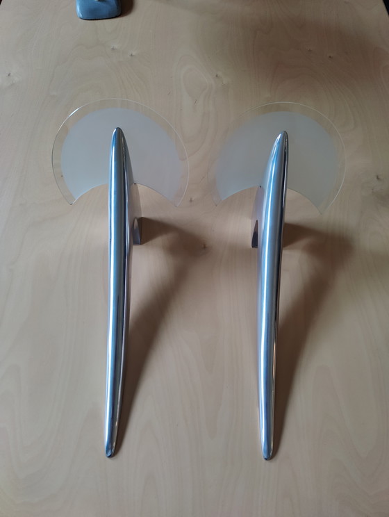 Image 1 of Juego (2) Apliques Alien, Diseñado por Joan Auger y Producido por Taller Uno / Metalarte en España en los años 80