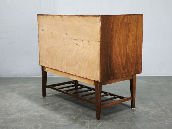 1960s Danish Modern Beech Wood Bar Cabinet with Tambour Door, Chest of drawers, Brown (photo 6 of 16)