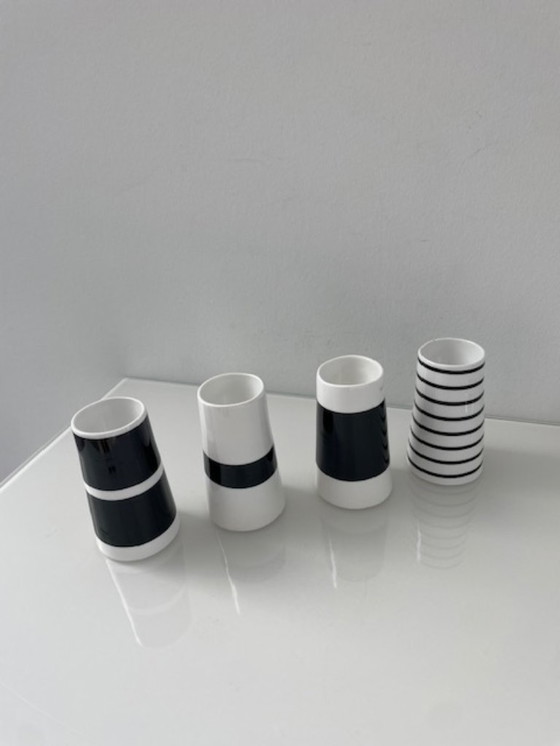 Image 1 of Set of 4 Scandinavian design porcelain egg cups