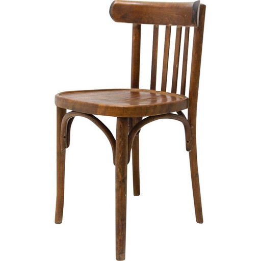 Beukenhouten en gebogen houten vintage stoel van Thonet, Tsjecho-Slowakije 1950
