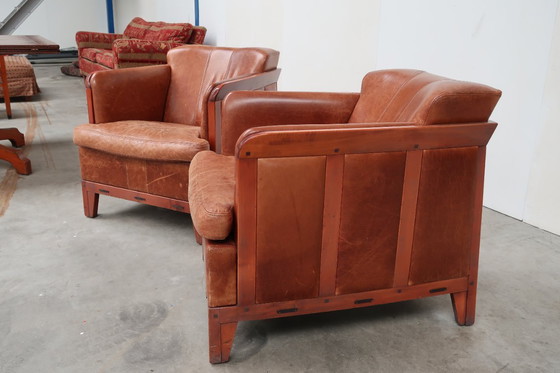 Image 1 of Poltrone vintage in pelle Shaker Schuitema - set da 2