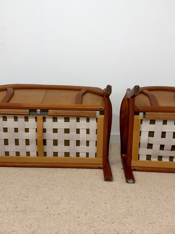 Vintage living room set – 2 seaters & cognac leather armchair (photo 10 of 12)