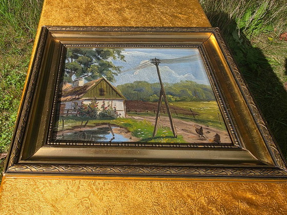 Vintage Farmhouse Landscape Oil Painting – Paintings & Drawings, Canvas (photo 3 of 11)