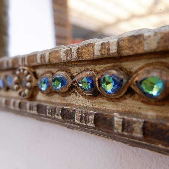 Image 1 of Miroir en stuc et pierres colorées dans le style des Creaciones Gobesso, Italie