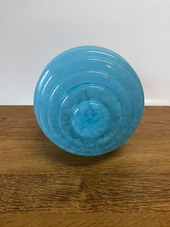 Image 1 of Unieke Aqua Vintage Blauw Gewolkte Art Deco Plafondlamp
