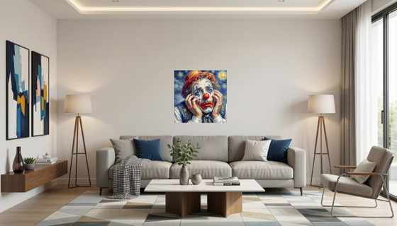 Painting / Sad Clown Van Gogh / (60x60 Cm) – Paintings & Drawings, Canvas (photo 5 of 5)