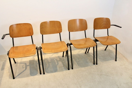 Industrial Plywood Stackable School Sofa Seat by Marko Holland, Couches, Metal, Black, Industrieel (photo 4 of 11)