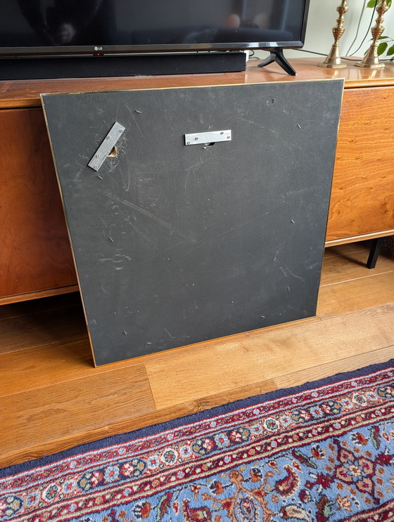 Image 1 of Heavy vintage design mirror in chrome and brass mid-century