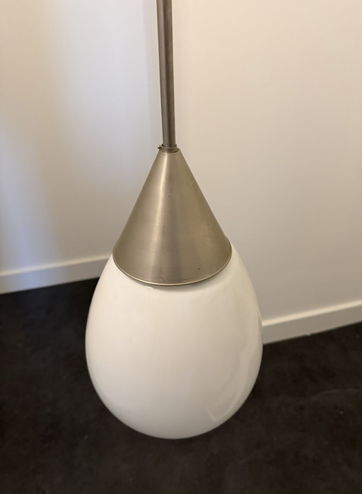 Lampe Art Déco des années 1930 – hanglampen, Glass, Metal (photo 2 of 5)