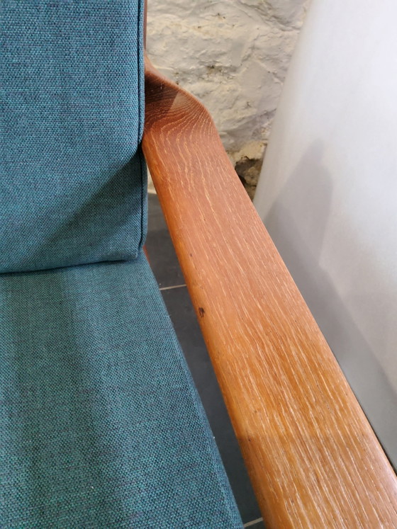 Image 1 of Vintage Scandinavische 3-zitsbank van massief hout
