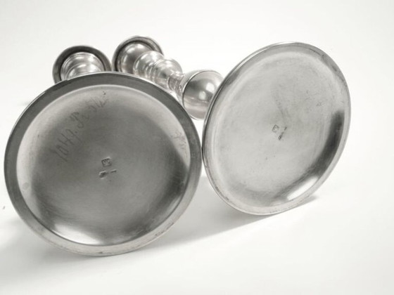 Verguld messing kandelaars van Henniger, 19e eeuw, set van 2 – Kandelaars en kaarsen, Metal, Brass (photo 5 of 9)