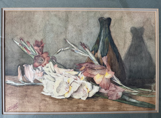 Image 1 of Natura morta ad acquerello di fiori antichi