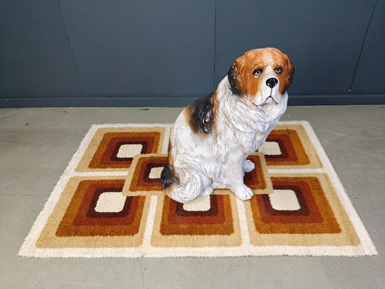 Image 1 of Sculpture de chien Saint-Bernard en terre cuite émaillée vintage grandeur nature, années 1960
