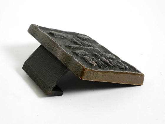 Image 1 of A set of solid, heavy 1970s Brutalist pull handles with letter slot and doorbell, made of bronze by Alpan Germany