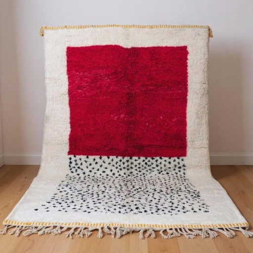 Tappeto tradizionale fatto a mano in pura lana rossa, 2/3 m – Aime Té, vloerkleden en tapijten, Wool