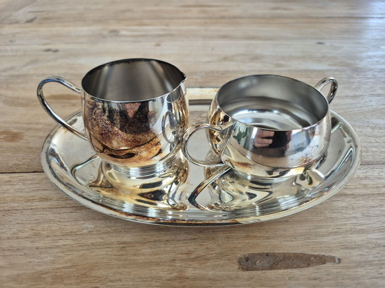 Vintage Creamer Set – Tableware, Metal, Silver (photo 2 of 6)