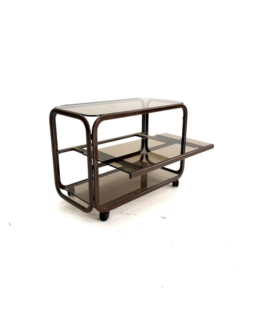 Vintage Smoked Glass & Metal Audio Furniture ‘80s – consoles (photo 2 of 9)