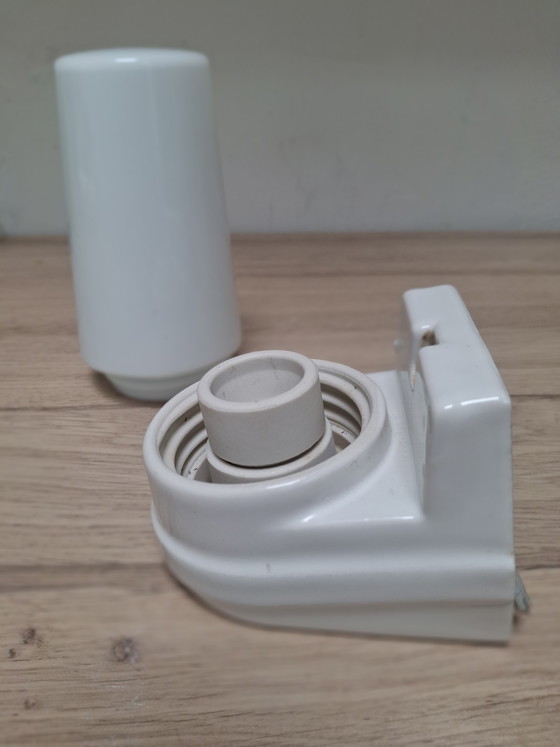 Image 1 of Ifö white vintage bathroom wall lamp. Sigvard Bernadotte