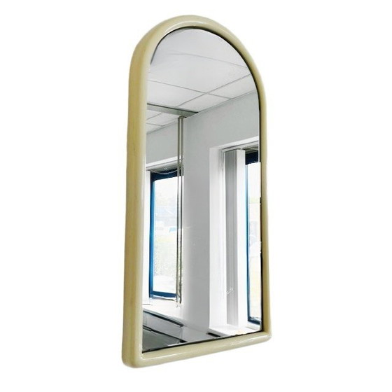 Image 1 of Vintage space age mirror cream white plastic 1970's