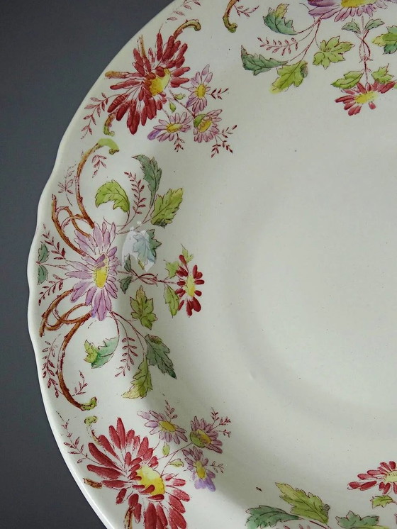 Zeldzame antieke grote compotier Longchamp Terre de Fer model Daisies polychroom – Schalen, Porselein (photo 10 of 14)