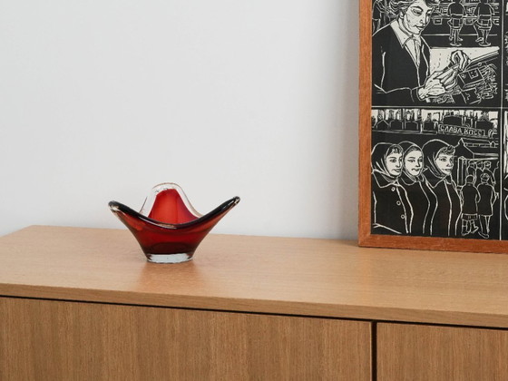 Image 1 of Ruby schaal, Murano glas, Italiaans design, jaren 60, gemaakt in Italië
