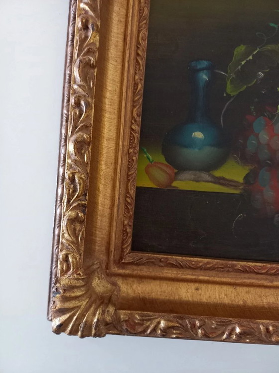 Image 1 of ORIGINAL Ölgemälde auf Karton inkl. Rahmen | Stillleben/Weintrauben | Signiert