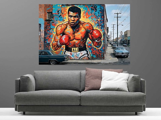 Image 1 of Fotografía impresa en plexiglás / Edición limitada / Arte callejero / Mohamed Ali / Decoración original / Arte pop / Art Déco