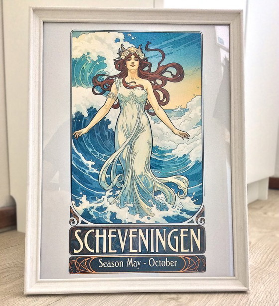 Image 1 of SCHEVENINGEN Alphonse Mucha Stijl travel reis Poster affiche Print