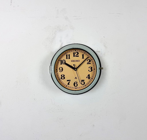Vintage Blue Seiko Ships Wall Clock, 1970s