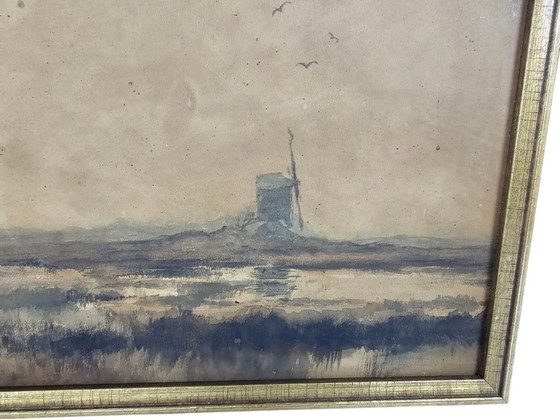 Image 1 of Theodorus J. Arts (Dorus Arts) - 'Sumpfland' - Öl auf Karton - signiert - 1932