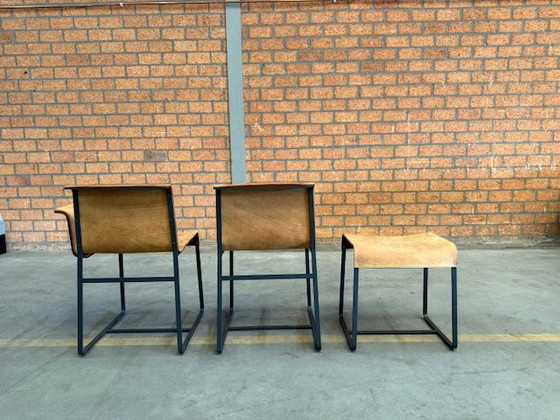 Image 1 of 3x Founded Item, QLIV Kruk Stoel Zonder Arm En Stoel Met Arm, Cinnamon