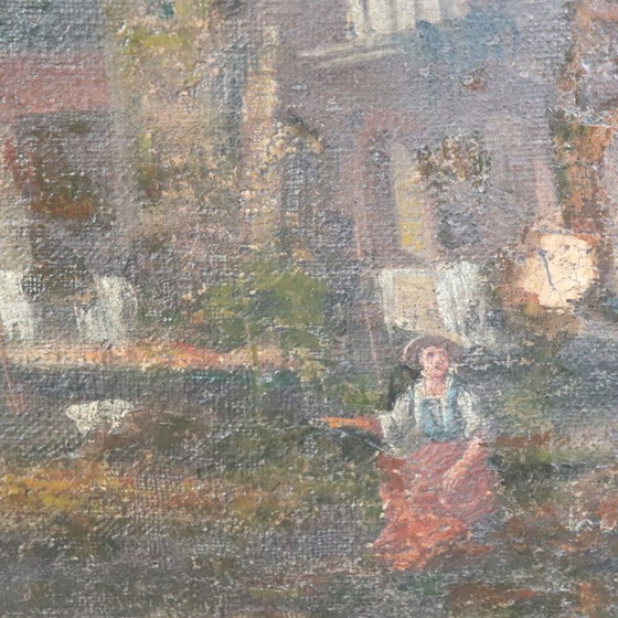 Image 1 of Paysage côtier, peinture à l'huile ancienne sur toile, Italie, XVIIIe siècle