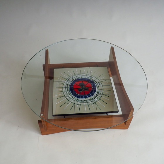 Image 1 of Tavolino rotondo di metà secolo con piastrelle in ceramica