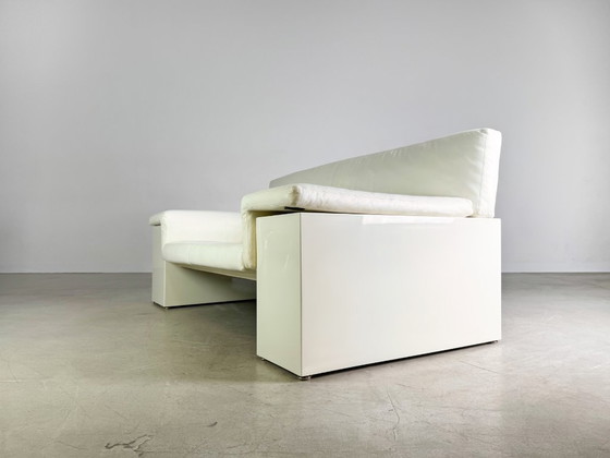 Image 1 of Original Knoll Brigadier two-seater leather white Cini Boeri 1980