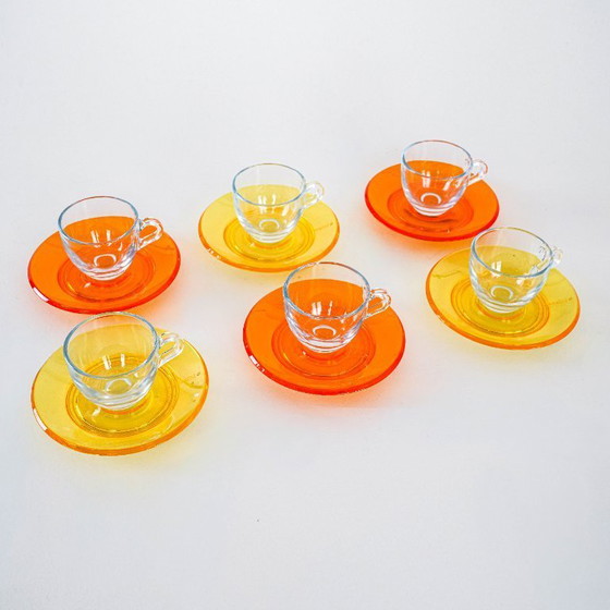 Image 1 of Set of glass cups, Italian design, 1970s, manufactured by Fratelli Guzzini