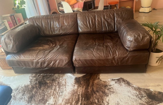Vintage De Sede DS-76 Sofa Bed Brown Leather – 2 seaters (photo 3 of 13)