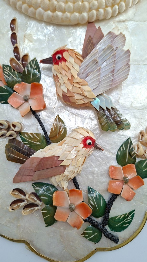 Image 1 of Mother-of-pearl and shell wall clock